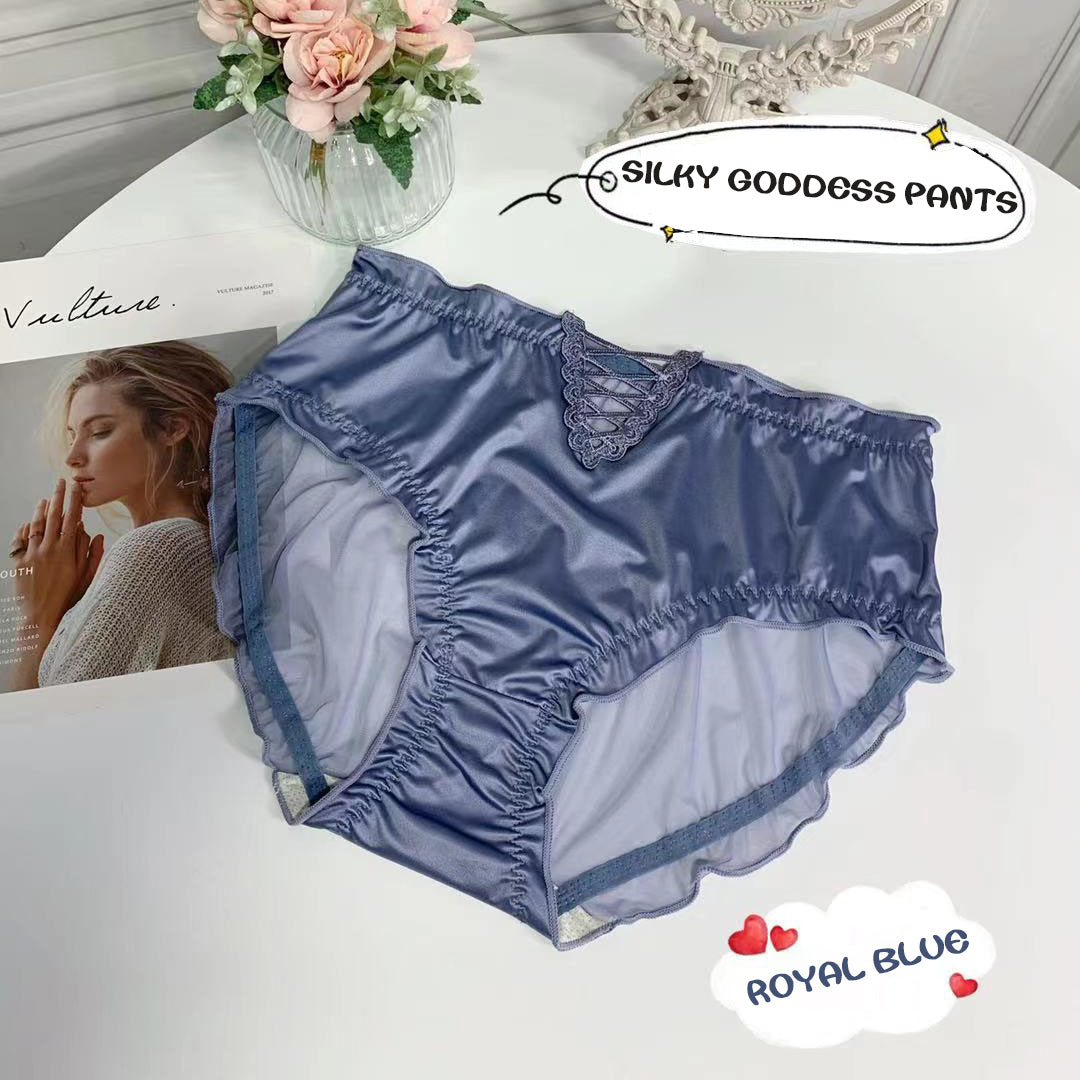 lusailstore - Women's Satin Ice Silk Seamless Lace Briefs
