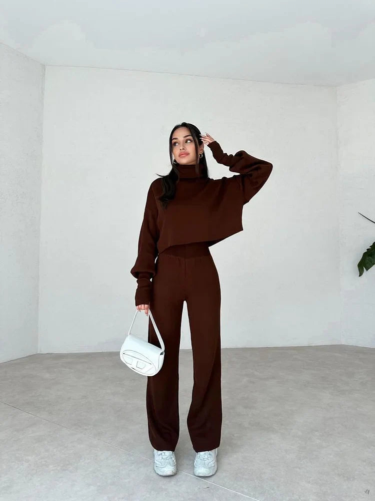 lusailstore - TURTLENECK GLOVE KNIT SUIT