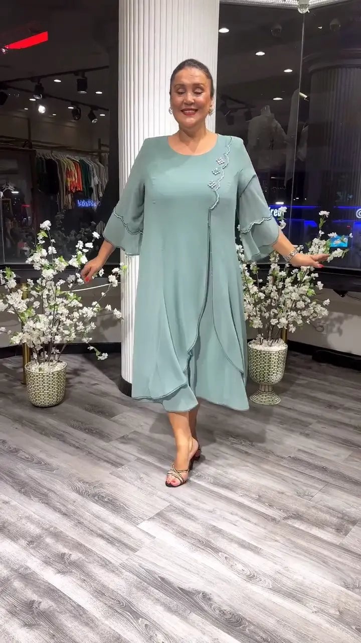 lusailstore - Women's chiffon solid color loose dress