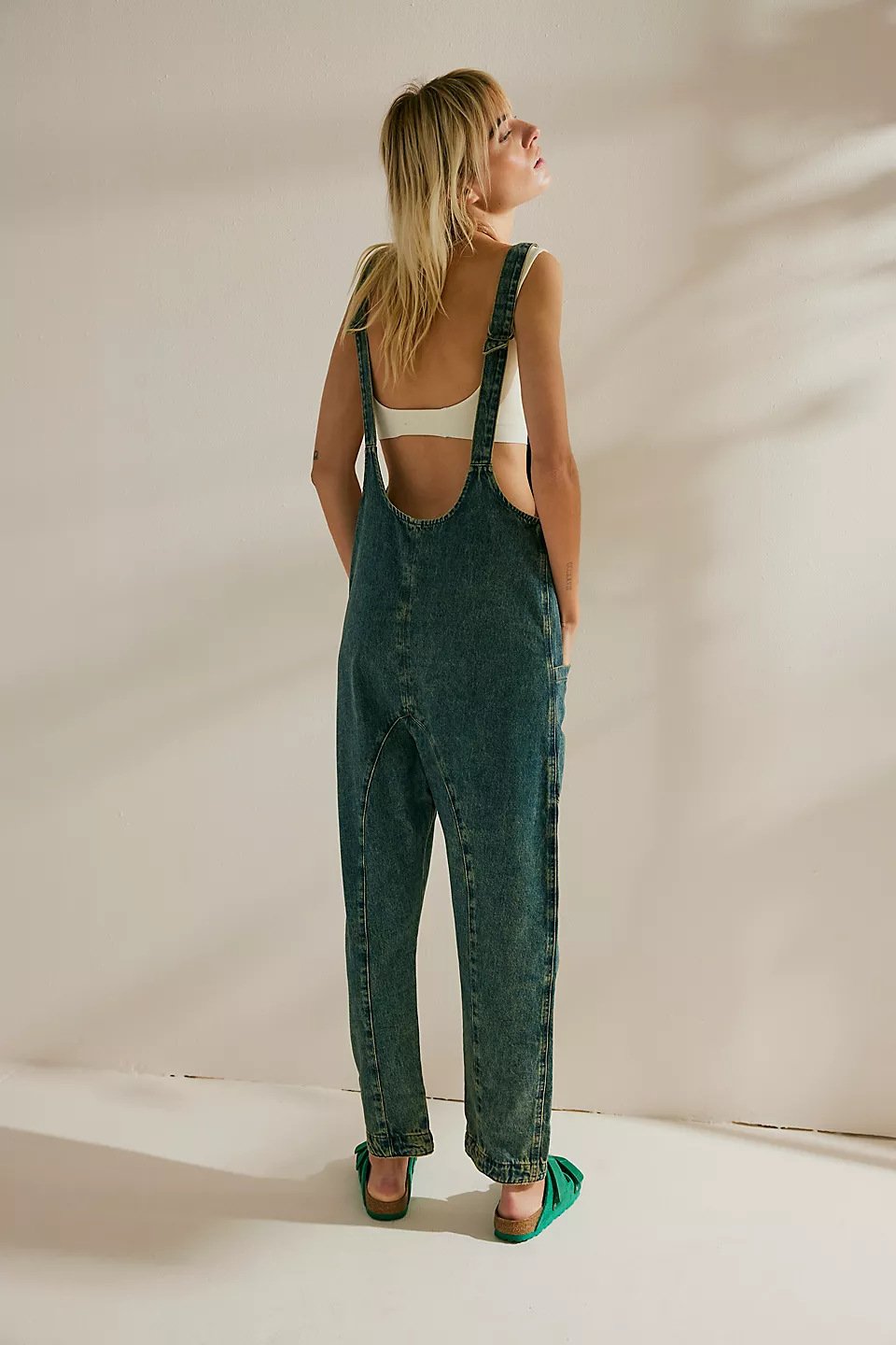 lusailstore- Denim Jumpsuit With Pockets