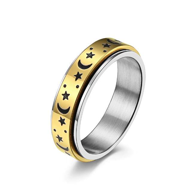 lusailstore - Moon and Stars Rotating Ring