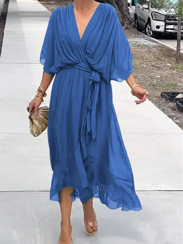 lusailstore - womens irregular bat sleeve dresses
