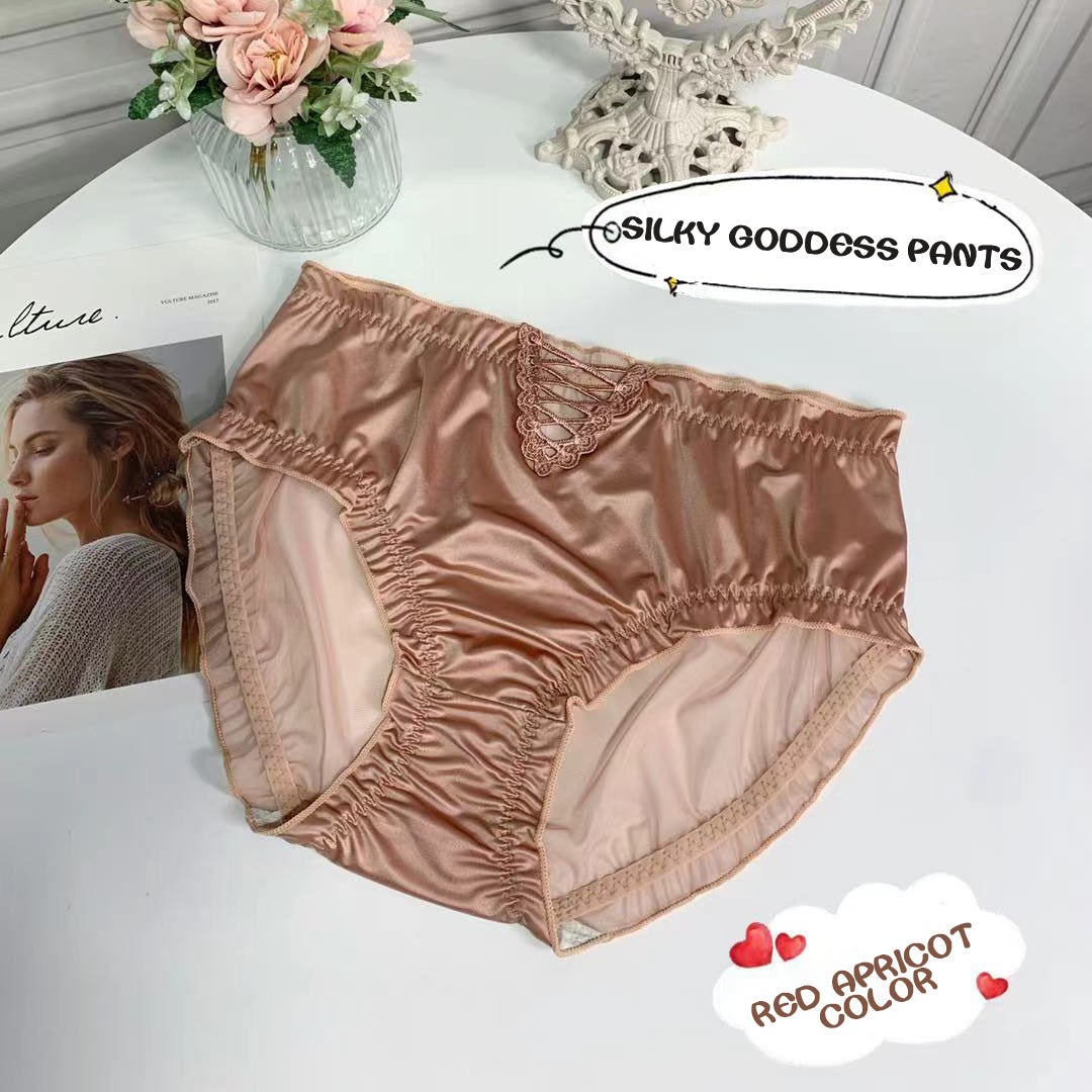 lusailstore - Women's Satin Ice Silk Seamless Lace Briefs