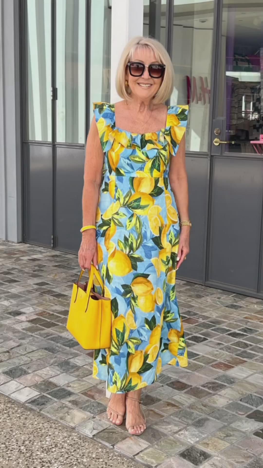 Plus Size Lemon Printing Tunic Dress