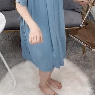 lusailstore - solid color super soft pleated pajamas dresses