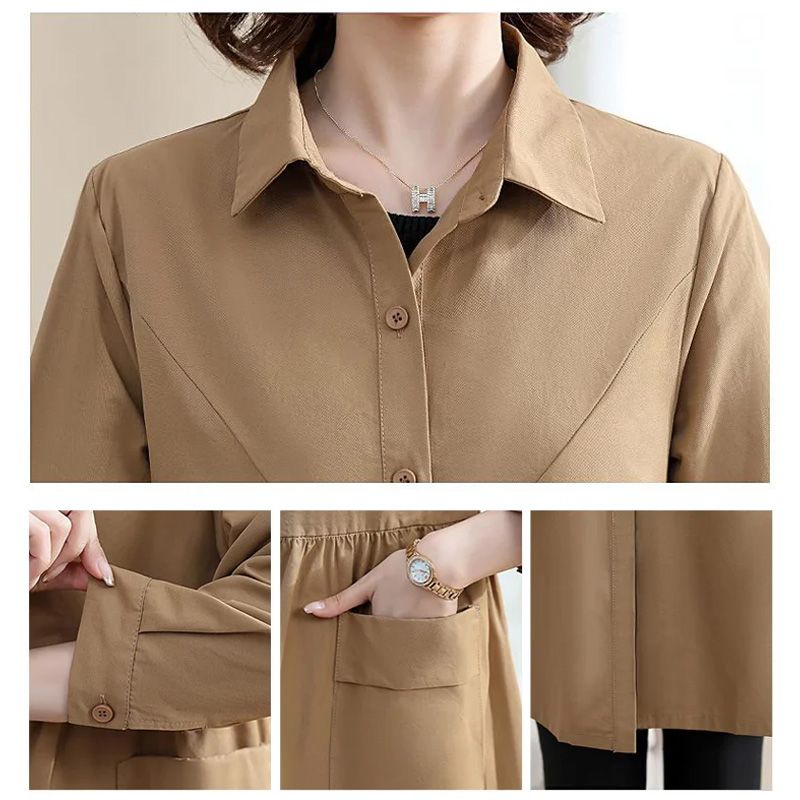 lusailstore - Women’s Mid-length Trench Coat Casual Windbreaker