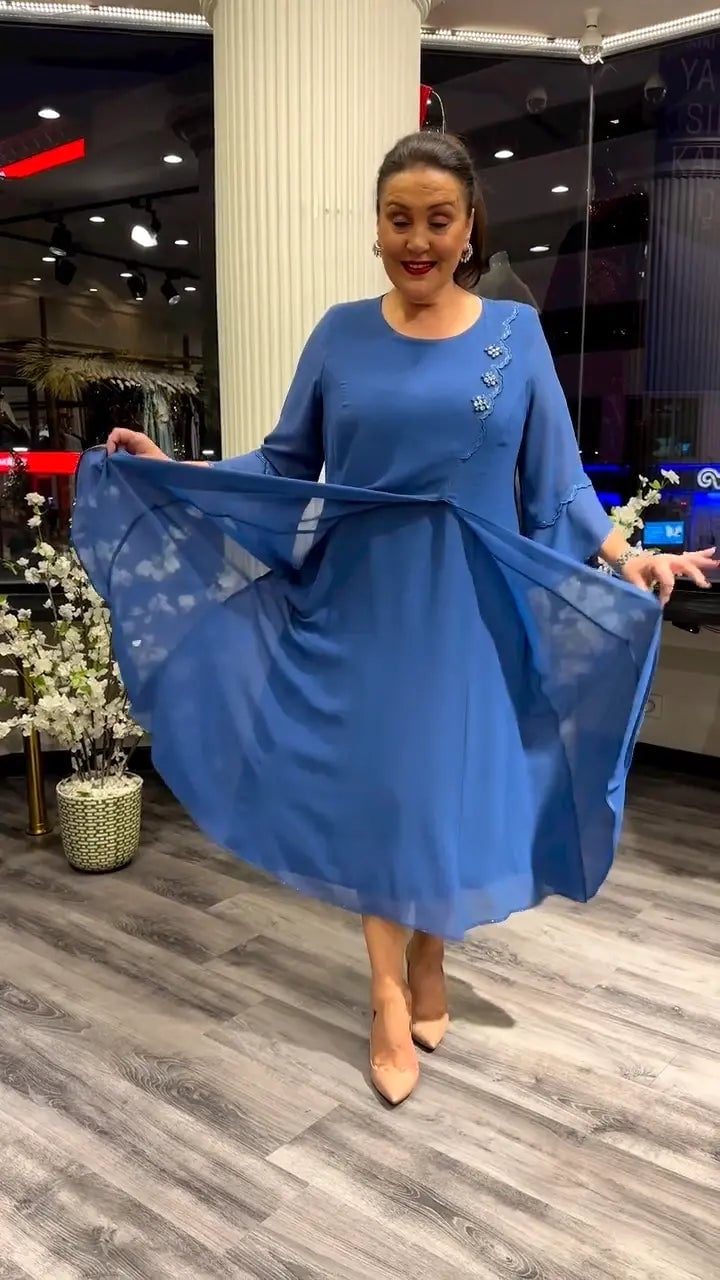 lusailstore - Women's chiffon solid color loose dress