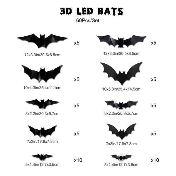 lusailstore - 3D Bat Light Decoration Set