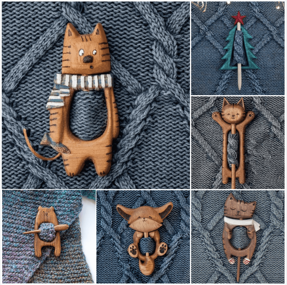 lusailstore - wooden animal brooches