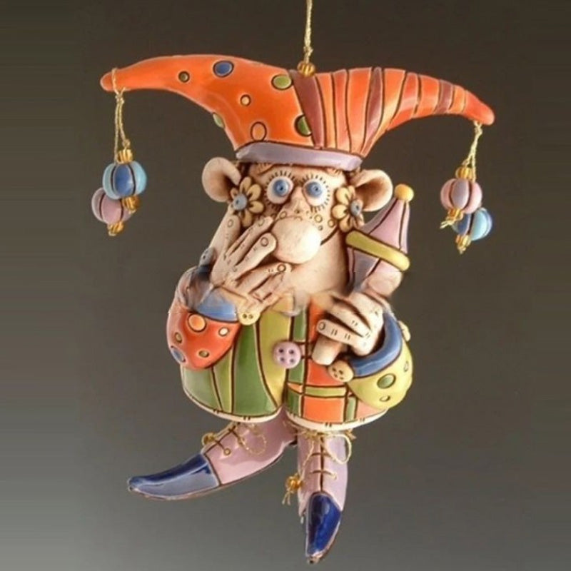 lusailstore-resin wind chime clown decoration