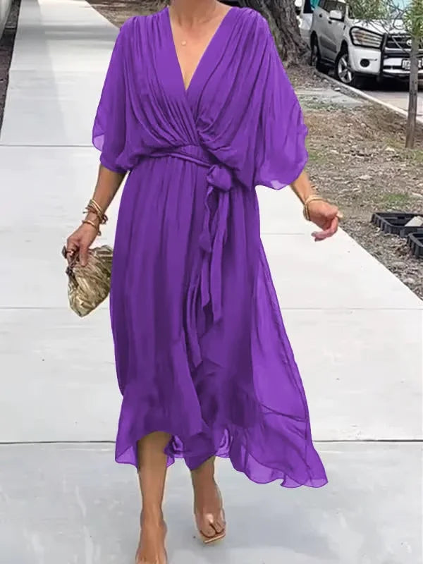 lusailstore - womens irregular bat sleeve dresses