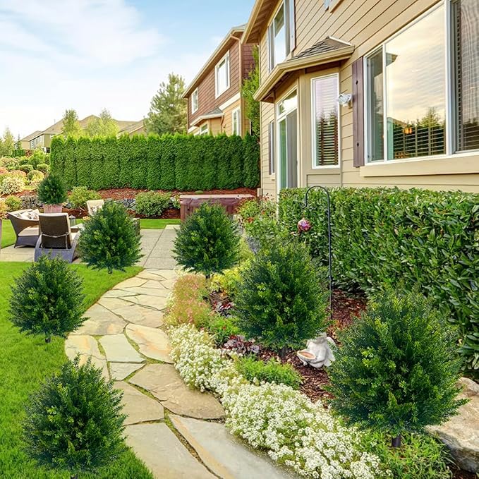 lusailstore - Artificial cedar topiary tree with ground stakes