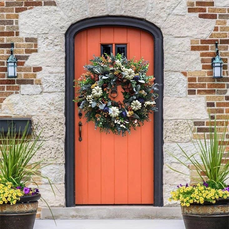 lusailstore - White Pumpkins Ranunculus Wreath