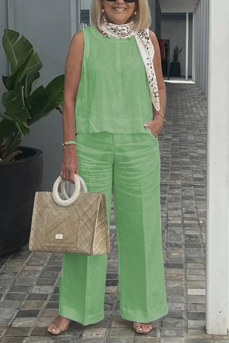 lusailstore - Cotton and linen sleeveless suit