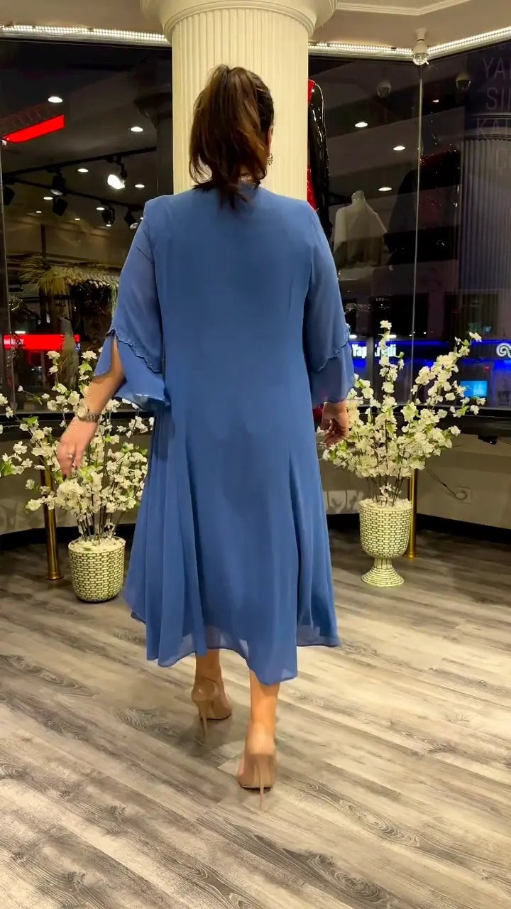 lusailstore - Women's chiffon solid color loose dress