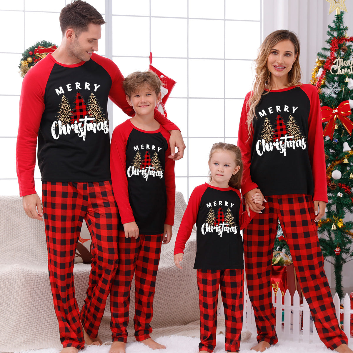 lusailstore -Christmas Elements Print Family Pajama Sets