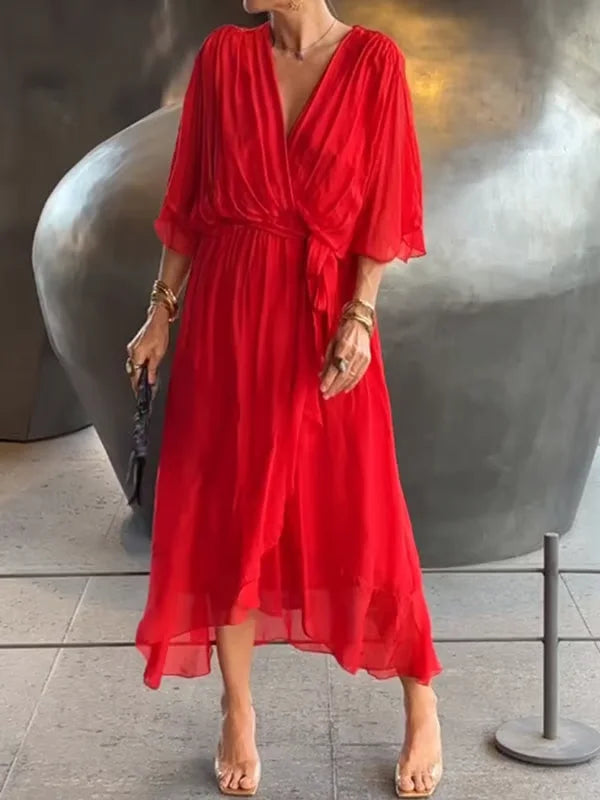 lusailstore - womens irregular bat sleeve dresses