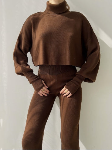 lusailstore - TURTLENECK GLOVE KNIT SUIT