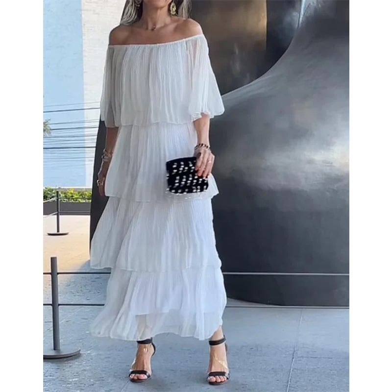 lusailstore - Chiffon cake long dress