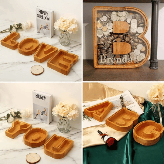 lusailstore - wooden letter piggy banks