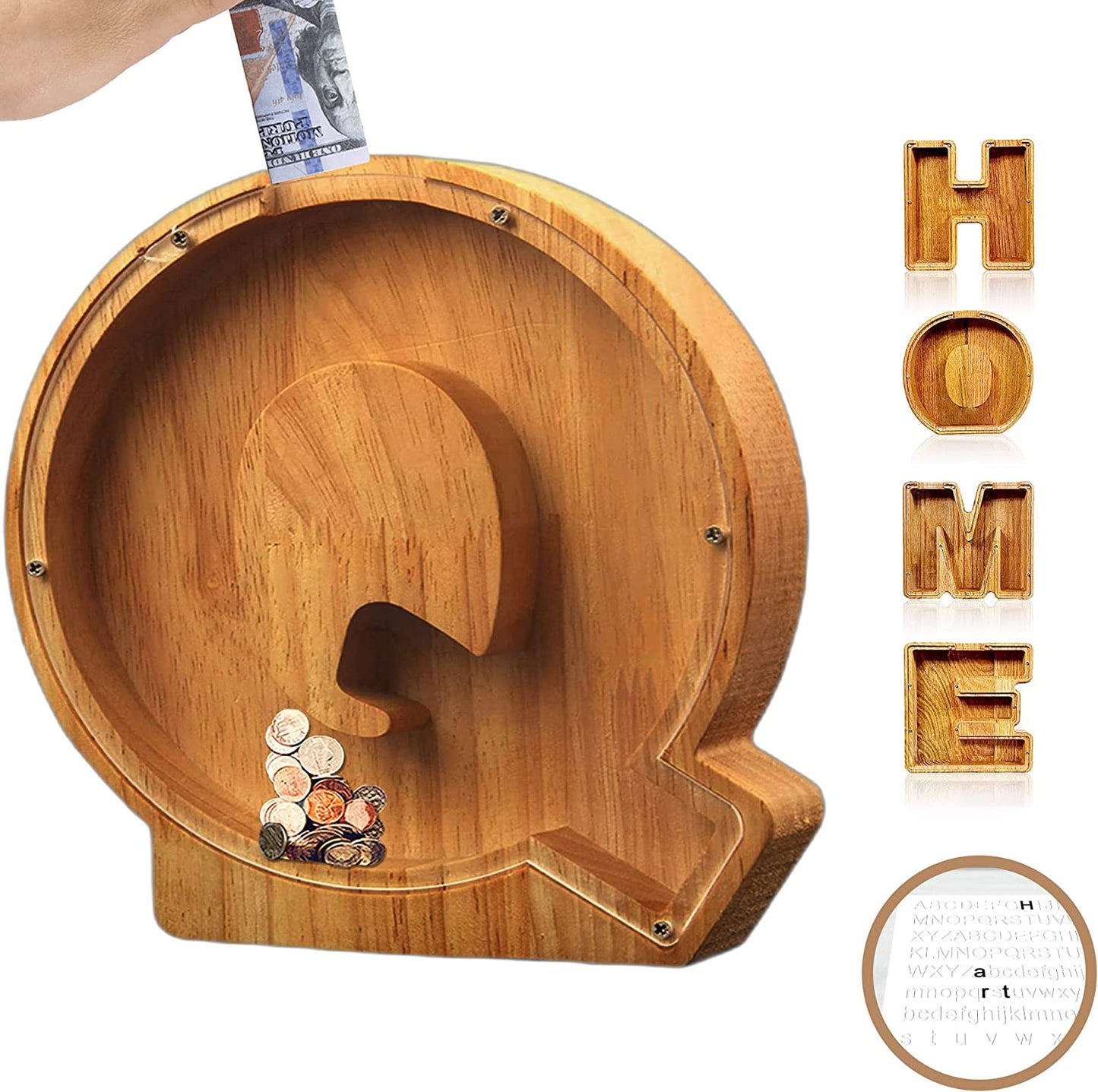lusailstore - wooden letter piggy banks