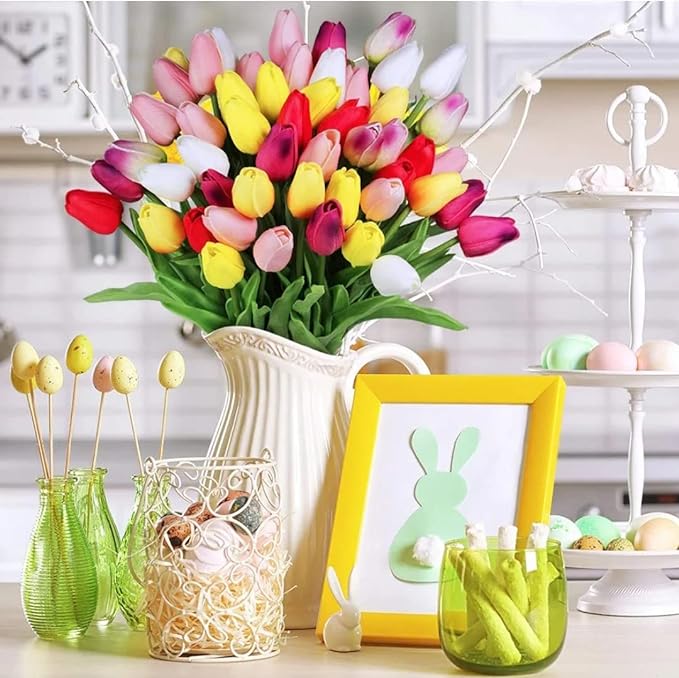 lusailstore- UV resistant realistic artificial tulip flower