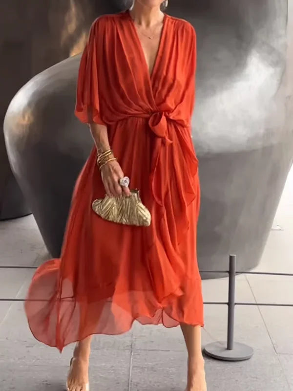 lusailstore - womens irregular bat sleeve dresses