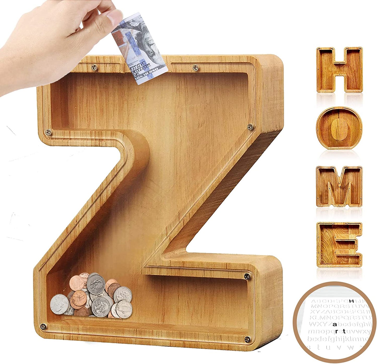 lusailstore - wooden letter piggy banks