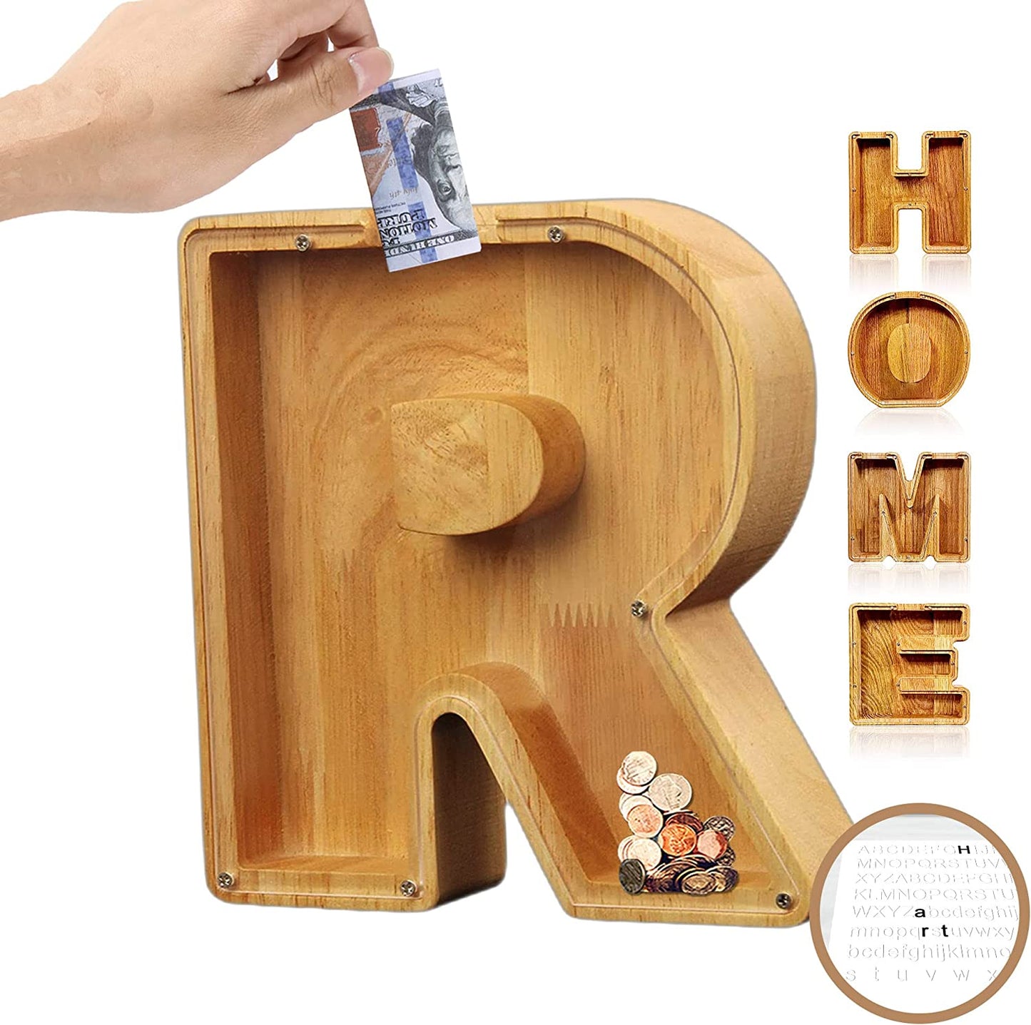 lusailstore - wooden letter piggy banks
