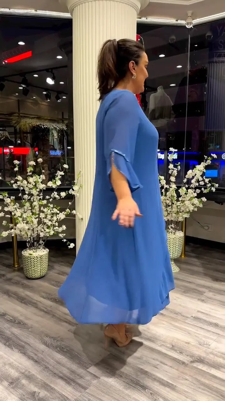lusailstore - Women's chiffon solid color loose dress