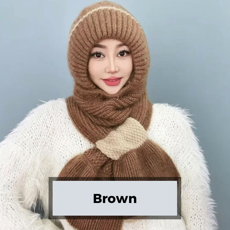 lusailstore - Winter versatile women's knitted hooded scarf
