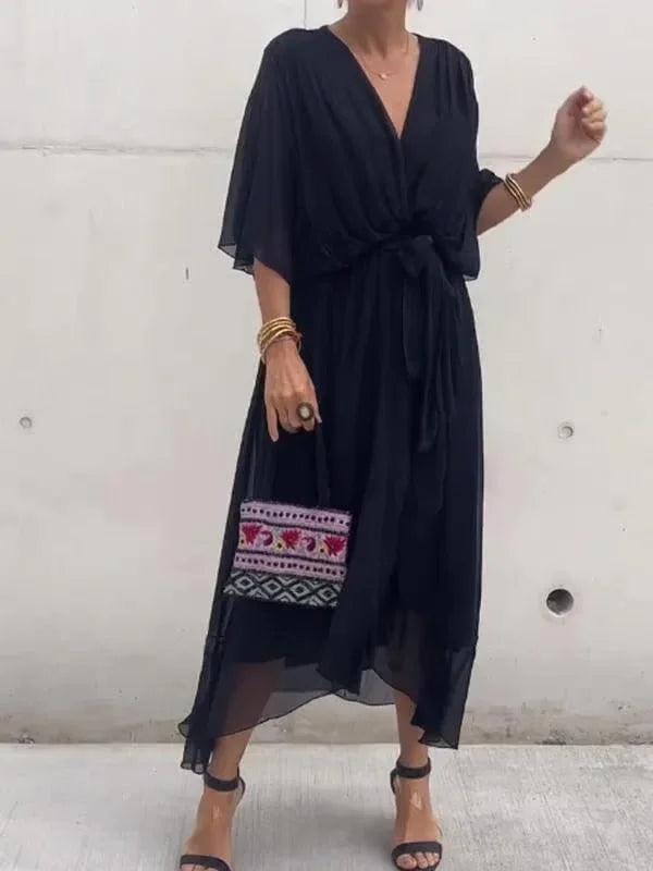 lusailstore - womens irregular bat sleeve dresses