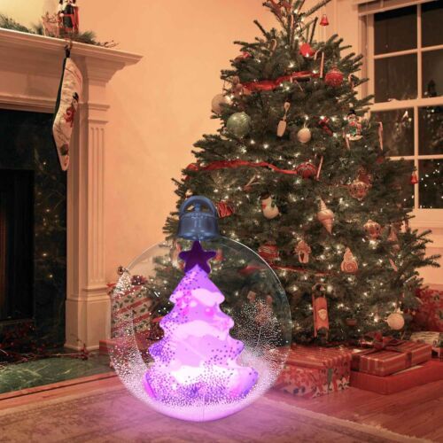 lusailstore - PVC Transparent Inflatable Santa Claus Balloon with Light