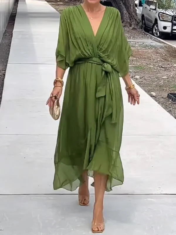 lusailstore - womens irregular bat sleeve dresses
