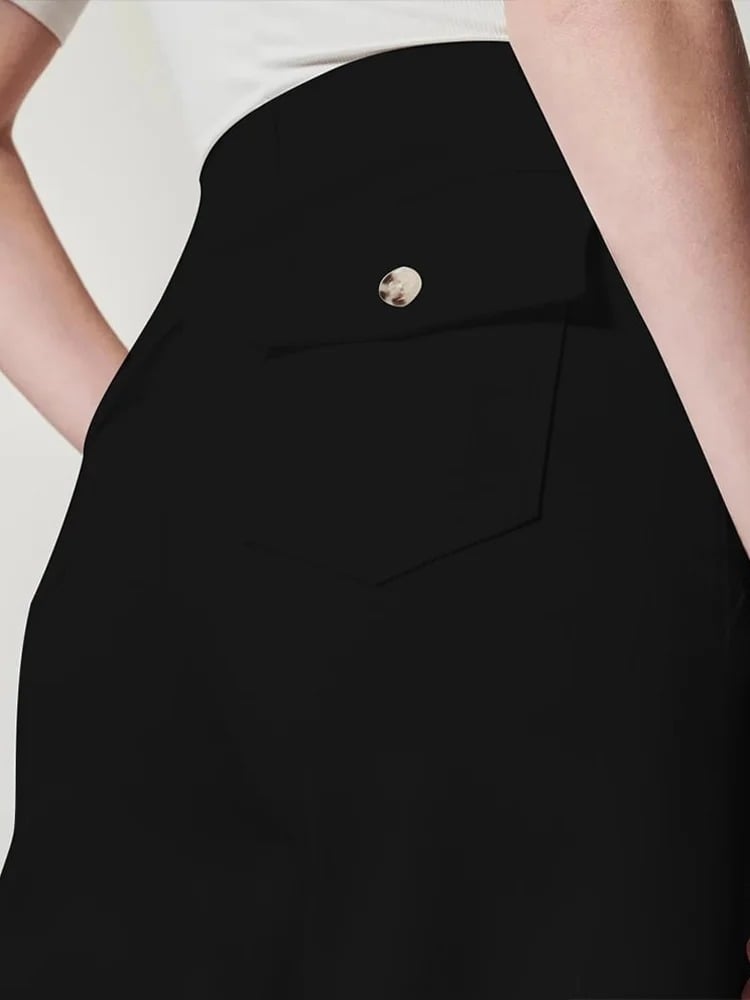 lusailstore-Tummy Control Twill Cropped Wide Leg Pant