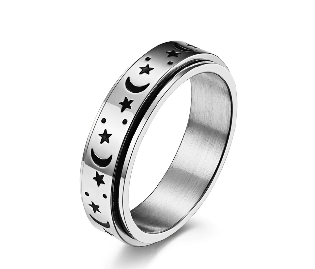 lusailstore - Moon and Stars Rotating Ring
