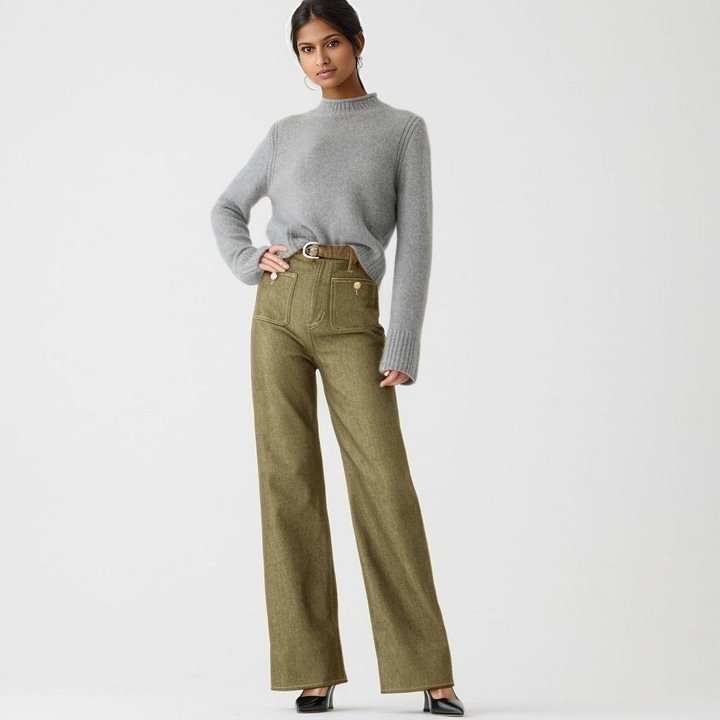 lusailstore - Wide-leg sailor jeans with tummy control