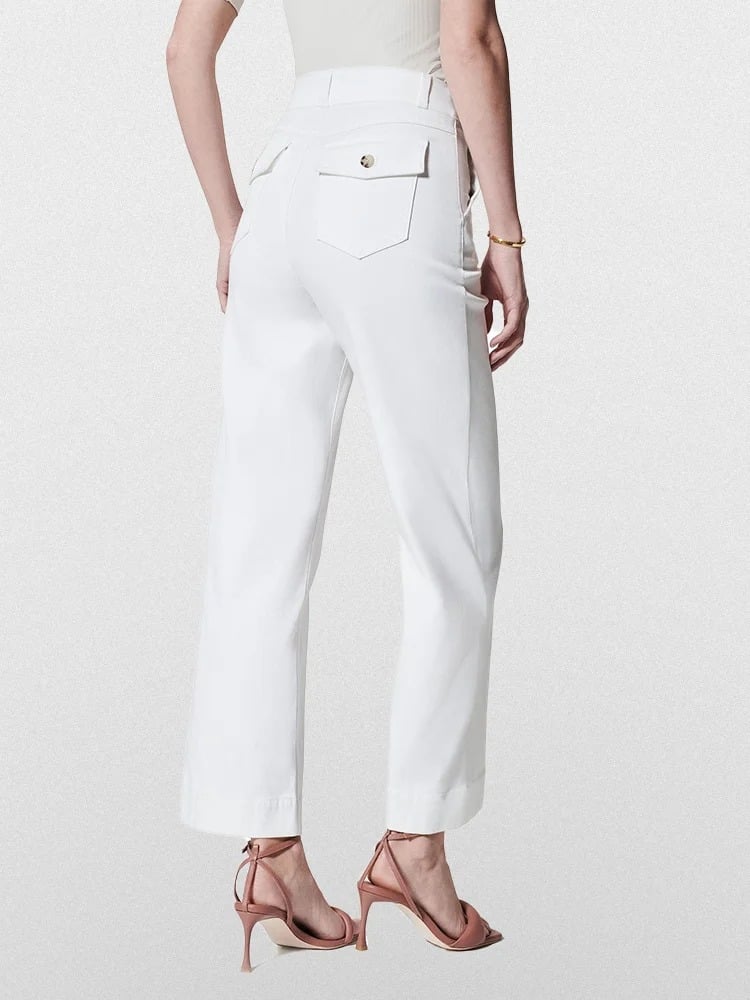 lusailstore-Tummy Control Twill Cropped Wide Leg Pant