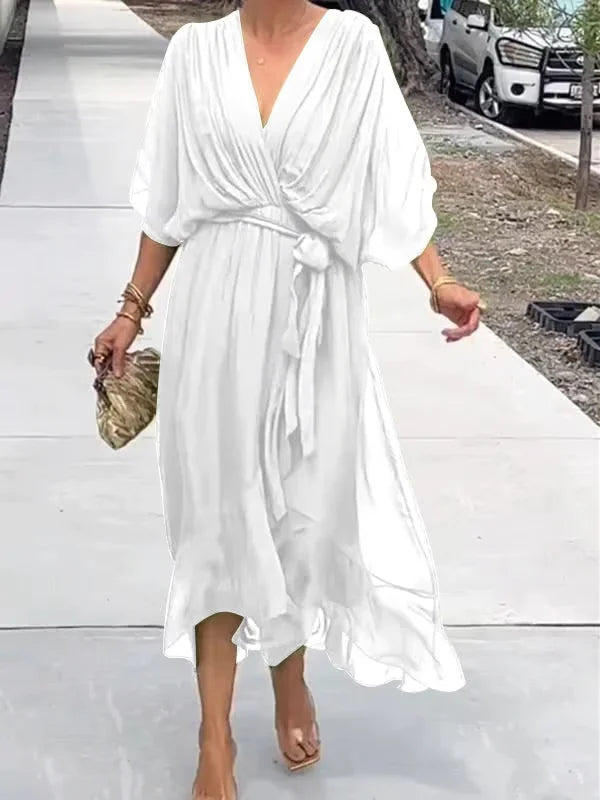 lusailstore - womens irregular bat sleeve dresses