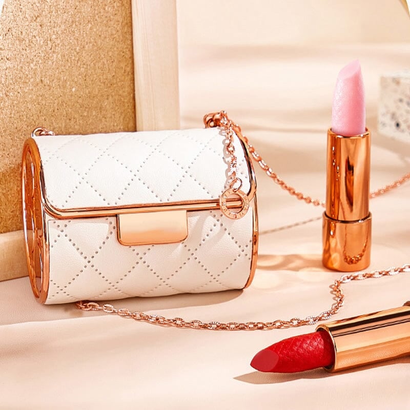 lusailstore - Velvet Matte Lipstick Set With Chain Bag