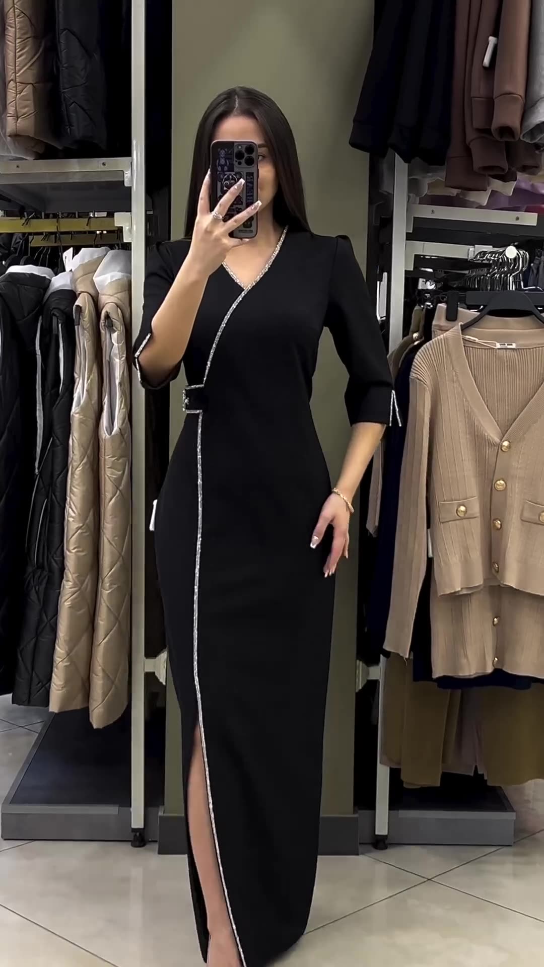 lusailstore - V-neck Slim Fit Temperament Dress