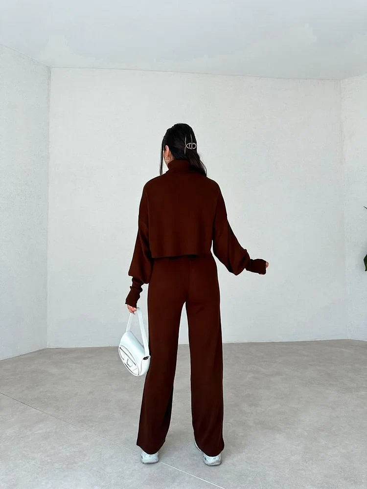 lusailstore - TURTLENECK GLOVE KNIT SUIT