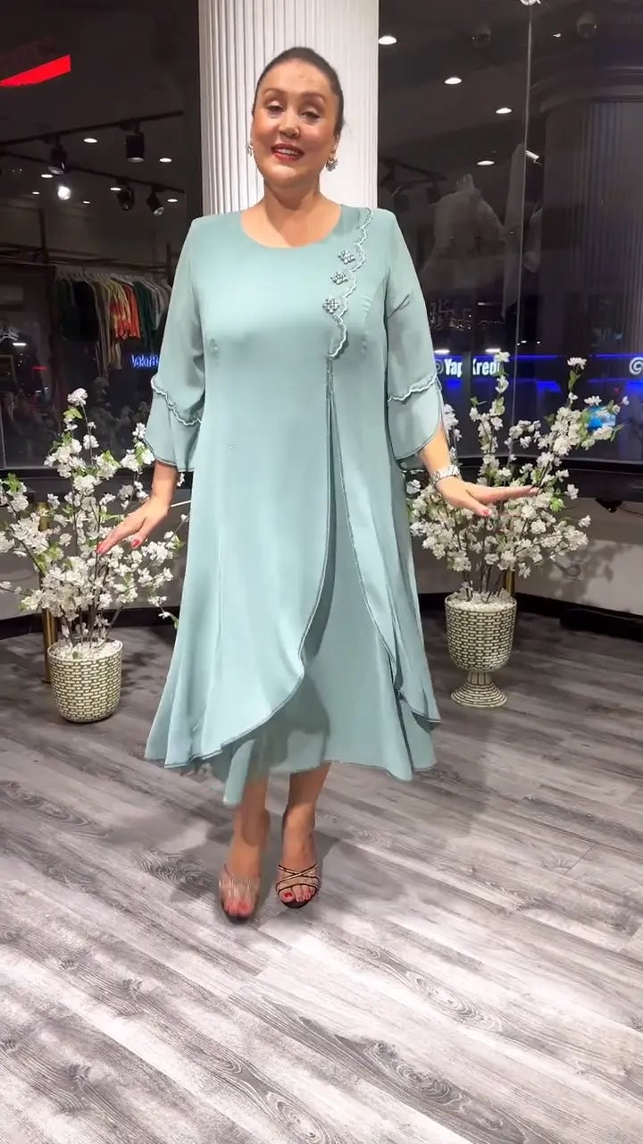 lusailstore - Women's chiffon solid color loose dress