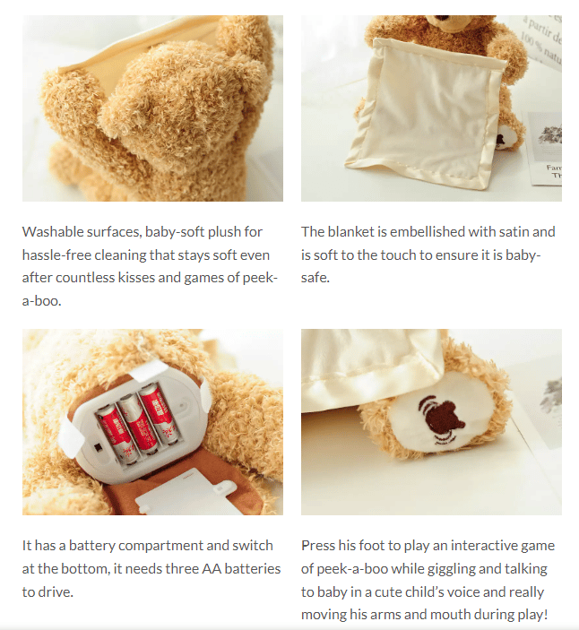 lusailstore - peek a boo teddy bear toy