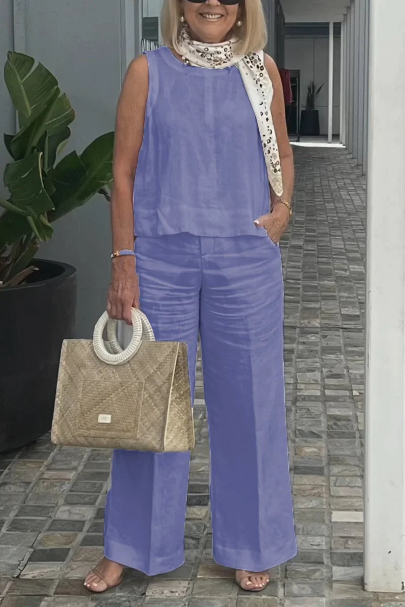 lusailstore - Cotton and linen sleeveless suit