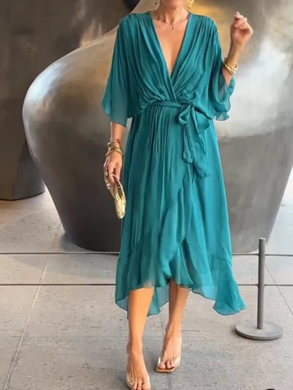 lusailstore - womens irregular bat sleeve dresses