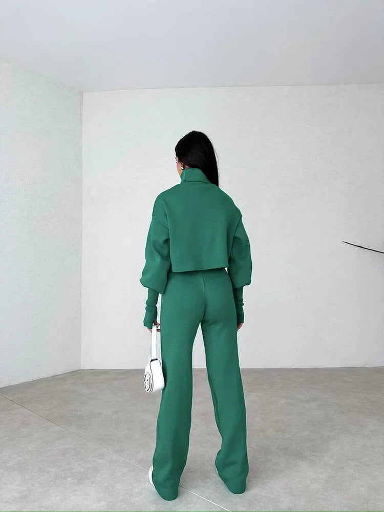 lusailstore - TURTLENECK GLOVE KNIT SUIT