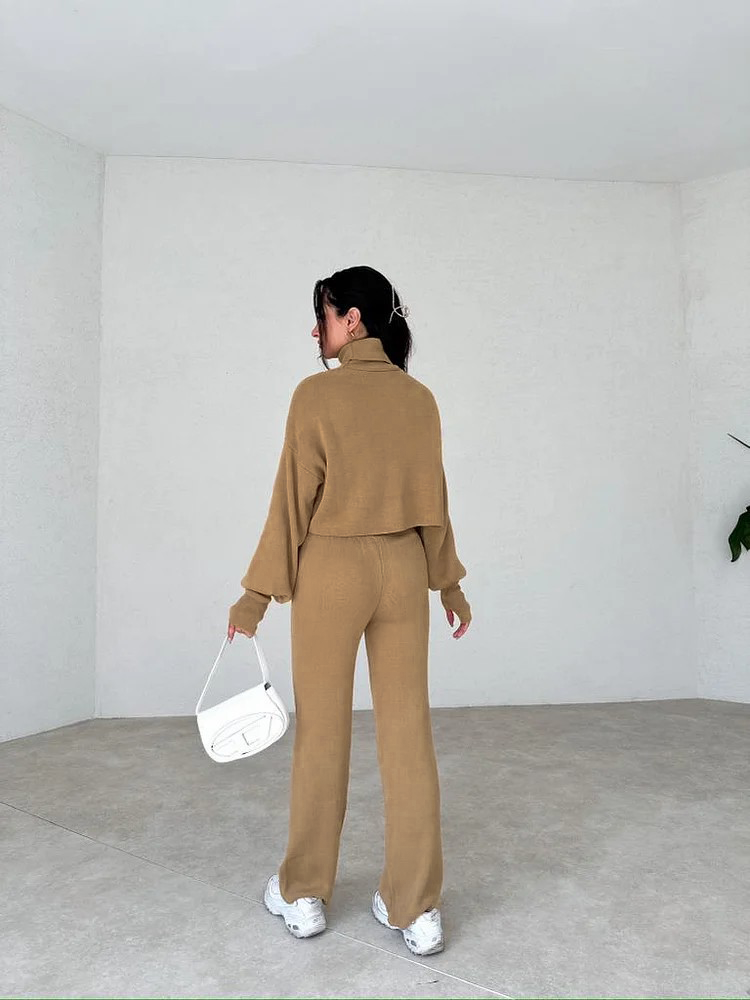 lusailstore - TURTLENECK GLOVE KNIT SUIT