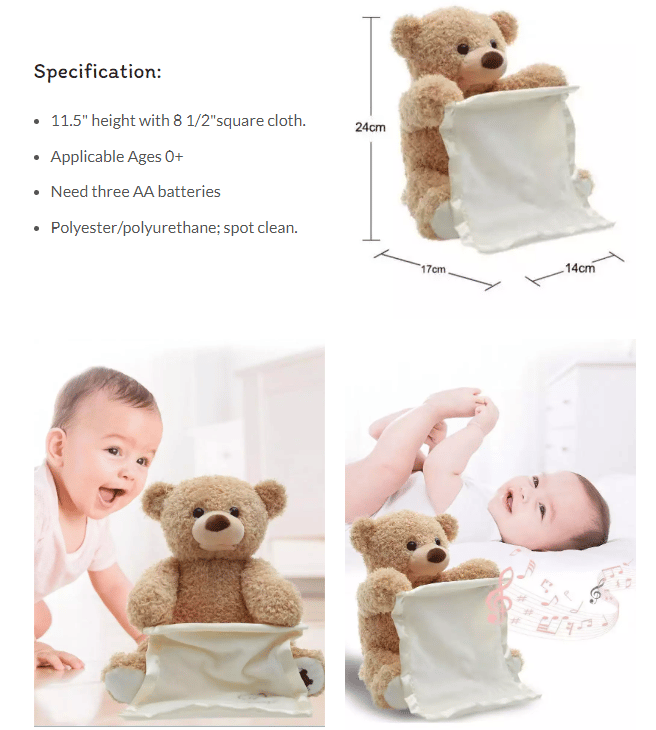 lusailstore - peek a boo teddy bear toy