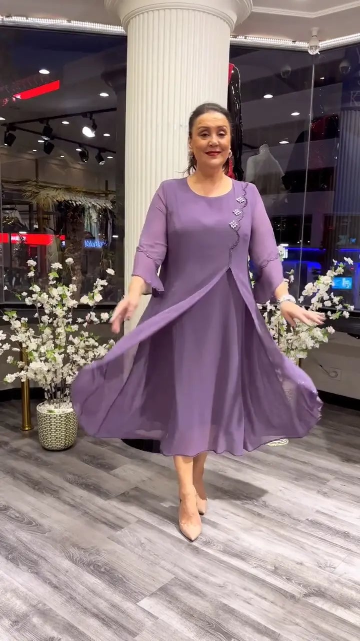 lusailstore - Women's chiffon solid color loose dress